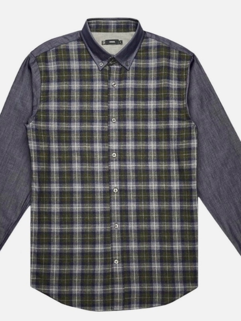 Vince Green and Gray Plaid Button-Down Shirt